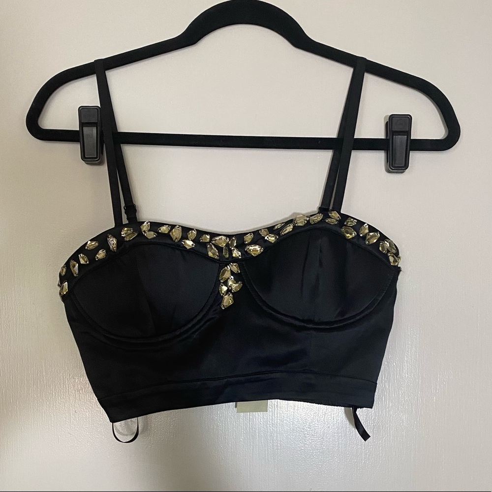Arden B Black Stoned Crop Top